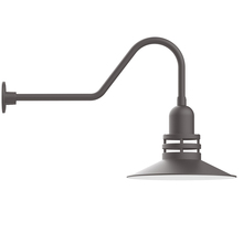 Montclair Light Works GNC149-57-B01-G07 - 16" Atomic shade, gooseneck wall mount, Frosted Glass, decorative canopy cover, Bronze Matte