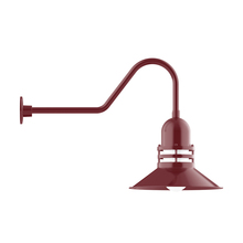 Montclair Light Works GNC150-55-B01-G07 - 16" Atomic shade, gooseneck wall mount, Frosted Glass, decorative canopy cover, Barn Red