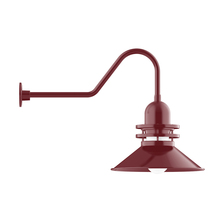 Montclair Light Works GNC151-55-G07 - 18" Atomic shade, gooseneck wall mount, Frosted Glass, Barn Red