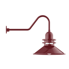 Montclair Light Works GNC152-55-B01-G07 - 20" Atomic shade, gooseneck wall mount, Frosted Glass, decorative canopy cover, Barn Red