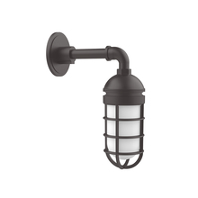 Montclair Light Works GNM050-57-G07 - Vaportite, no shade, single wall mount with frosted glass and cast guard, Bronze Matte
