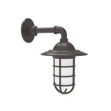Montclair Light Works GNM052-57-G07 - Vaportite, Style A shade, single wall mount with frosted glass and cast guard, Bronze Matte