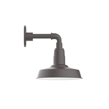 Montclair Light Works GNM181-57-W10-L12 - 10" Warehouse shade, LED Straight Arm Wall mount with wire grill, Bronze Matte