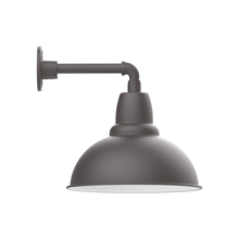 Montclair Light Works GNN107-57-W14-L13 - 14" Cafe shade, LED Straight Arm Wall mount with wire grill, Bronze Matte