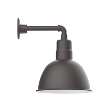 Montclair Light Works GNN116-57-W12-L12 - 12" Deep Bowl shade, LED Straight Arm Wall mount with wire grill, Bronze Matte