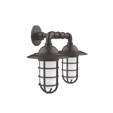 Montclair Light Works GNP052-57-G07 - Vaportite, Style A shade, double wall mount with frosted glass and cast guard, Bronze Matte