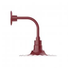 Montclair Light Works GNT158-55-G06 - 12" Radial shade, Curved Arm wall mount with Frosted Glass and cast guard, Barn Red