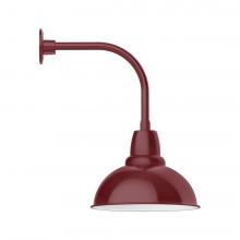 Montclair Light Works GNU107-55-W14-L13 - 14" Cafe shade, LED Curved Arm Wall mount with wire grill, Barn Red