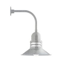 Montclair Light Works GNU150-49-B01-G07 - 16" Atomic shade, Curved Arm wall mount, Frosted Glass