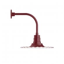 Montclair Light Works GNU159-55-G06 - 16" Radial shade, Curved Arm wall mount with Frosted Glass and cast guard, Barn Red