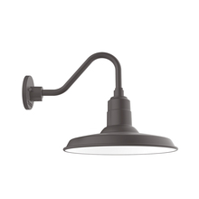 Montclair Light Works GNV183-57-W14-L13 - 14" Warehouse shade, LED Gooseneck Wall mount with wire grill, Bronze Matte