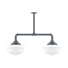 Montclair Light Works MSD021-40-T48 - 12" Schoolhouse glass, 2-light stem hung pendant, Slate Gray