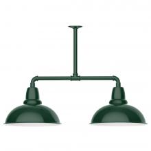 Montclair Light Works MSD108-42-W16-L13 - 16" Cafe shade, 2-light LED Stem Hung Pendant with wire grill, Forest Green
