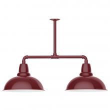 Montclair Light Works MSD108-55-W16-L13 - 16" Cafe shade, 2-light LED Stem Hung Pendant with wire grill, Barn Red