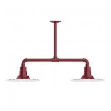 Montclair Light Works MSD158-55-T48-G06 - 12" Radial shade, 2-light stem hung pendant with Frosted Glass and cast guard, Barn Red