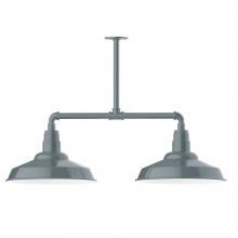 Montclair Light Works MSD184-40-T30-L13 - 16" Warehouse shade, 2-light LED Stem Hung Pendant, Slate Gray
