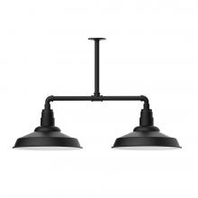 Montclair Light Works MSD184-41-T30-L13 - 16" Warehouse shade, 2-light LED Stem Hung Pendant, Black