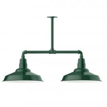 Montclair Light Works MSD184-42-T30-L13 - 16" Warehouse shade, 2-light LED Stem Hung Pendant, Forest Green