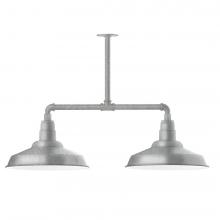 Montclair Light Works MSD184-49-T36-L13 - 16" Warehouse shade, 2-light LED Stem Hung Pendant, Painted Galvanized