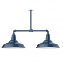 Montclair Light Works MSD184-50-W16-L13 - 16" Warehouse shade, 2-light LED Stem Hung Pendant with wire grill, Navy