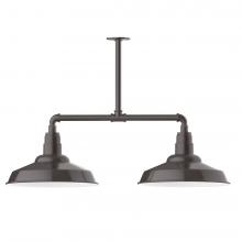 Montclair Light Works MSD184-51-T36-L13 - 16" Warehouse shade, 2-light LED Stem Hung Pendant, Architectural Bronze