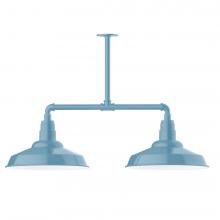 Montclair Light Works MSD184-54-T36-L13 - 16" Warehouse shade, 2-light LED Stem Hung Pendant, Light Blue