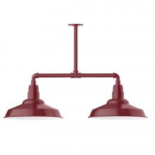 Montclair Light Works MSD184-55-W16-L13 - 16" Warehouse shade, 2-light LED Stem Hung Pendant with wire grill, Barn Red