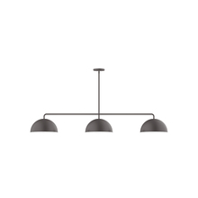 Montclair Light Works MSN432-G15-57 - 3-Light Arcade Linear Pendant with 6 inch White Opal Glass Globe Globe, Bronze Matte
