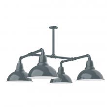 Montclair Light Works MSP106-40-T48-L12 - 12" Cafe shade, 4-light LED Stem Hung Pendant, Slate Gray