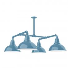 Montclair Light Works MSP106-54-T48-L12 - 12" Cafe shade, 4-light LED Stem Hung Pendant, Light Blue