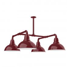 Montclair Light Works MSP106-55-T48-L12 - 12" Cafe shade, 4-light LED Stem Hung Pendant, Barn Red