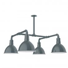 Montclair Light Works MSP115-40-T48-L12 - 10" Deep Bowl shade, 4-light LED Stem Hung Pendant, Slate Gray