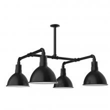 Montclair Light Works MSP115-41-T48-L12 - 10" Deep Bowl shade, 4-light LED Stem Hung Pendant, Black