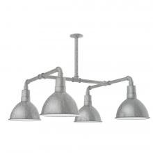 Montclair Light Works MSP115-49-T48-L12 - 10" Deep Bowl shade, 4-light LED Stem Hung Pendant, Painted Galvanized