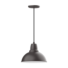 Montclair Light Works PEB106-57-W12-L12 - 12" Cafe shade, LED Pendant with black cord and canopy, wire grill, Bronze Matte