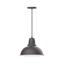 Montclair Light Works PEB107-57-W14-L13 - 14" Cafe shade, LED Pendant with black cord and canopy, wire grill, Bronze Matte