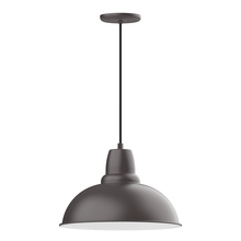 Montclair Light Works PEB108-57-W16-L13 - 16" Cafe shade, LED Pendant with black cord and canopy, wire grill, Bronze Matte