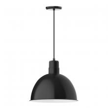 Montclair Light Works PEB117-41 - 16" Deep Bowl shade, pendant with black cord and canopy, Black
