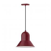 Montclair Light Works PEB123-55-C11-L12 - 12" Prima shade, LED Pendant with Gray and Yellow Dot Fabric Cord and canopy, Barn Red
