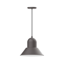 Montclair Light Works PEB124-57-C26-L13 - 14" Prima shade, LED Pendant with ivory fabric cord and canopy, Bronze Matte
