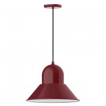 Montclair Light Works PEB125-55-C11-L13 - 16" Prima shade, LED Pendant with Gray and Yellow Dot Fabric Cord and canopy, Barn Red
