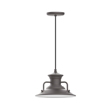 Montclair Light Works PEB142-57-C27-G06 - 12" Homestead shade, pendant w/ neutral argyle fabric cord & canopy, Frosted Glass & cast guard