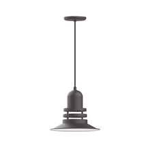 Montclair Light Works PEB148-57-C27-G07 - 12" Atomic shade, pendant with neutral argyle fabric cord and canopy, Frosted Glass, Bronze Matt