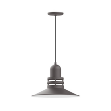 Montclair Light Works PEB149-57-C24-G07 - 16" Atomic shade, pendant with cool tweed fabric cord and canopy, Frosted Glass, Bronze Matte