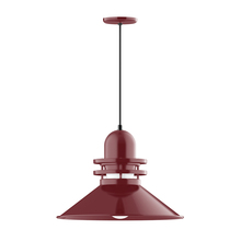 Montclair Light Works PEB152-55-C11-G07 - 20" Atomic shade, pendant with Gray and Yellow Dot Fabric Cord and canopy, Frosted Glass, Barn R