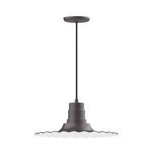 Montclair Light Works PEB159-57-C27-G06 - 16" Radial shade, pendant w/ neutral argyle fabric cord & canopy, Frosted Glass & cast guard