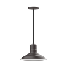 Montclair Light Works PEB182-57-W12-L12 - 12" Warehouse shade, LED Pendant with black cord and canopy, wire grill, Bronze Matte