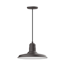 Montclair Light Works PEB183-57-W14-L13 - 14" Warehouse shade, LED Pendant with black cord and canopy, wire grill, Bronze Matte