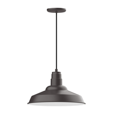 Montclair Light Works PEB184-57-W16-L13 - 16" Warehouse shade, LED Pendant with black cord and canopy, wire grill, Bronze Matte