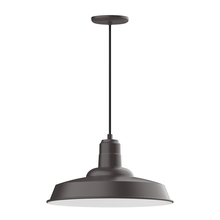 Montclair Light Works PEB185-57-W18-L13 - 18" Warehouse shade, LED Pendant with black cord and canopy, wire grill, Bronze Matte